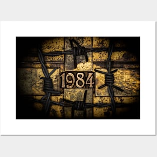 1984 numbers on grunge copper and gold background Posters and Art